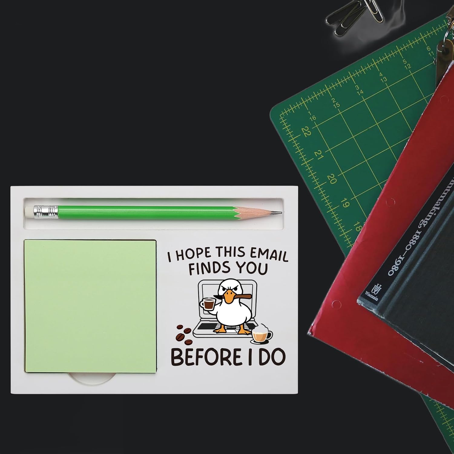 Funny Duck Coffee Gift “I Hope This Email Finds You Before I Do” Sarcastic Decor Gag for Coworker Boss Caffeine Addict Great for Stress Relief, White Elephant Anniversary Desk Organizer SBSA49 image 3