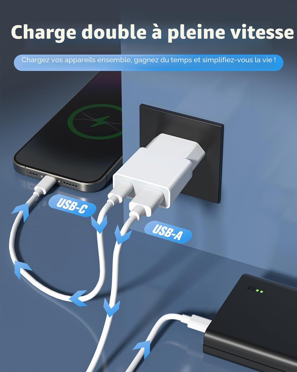 SCHITEC Chargeur USB 5V/1A 2Port Mini USB Mural Chargeur Secteur USB Adaptateur de Prise Universel Compatible avec iPhone, Sam Sung, Nexus, Nokia, Huawei, Xiaomi, HTC, Sony (Thickness 1.45cm/30 Pack)