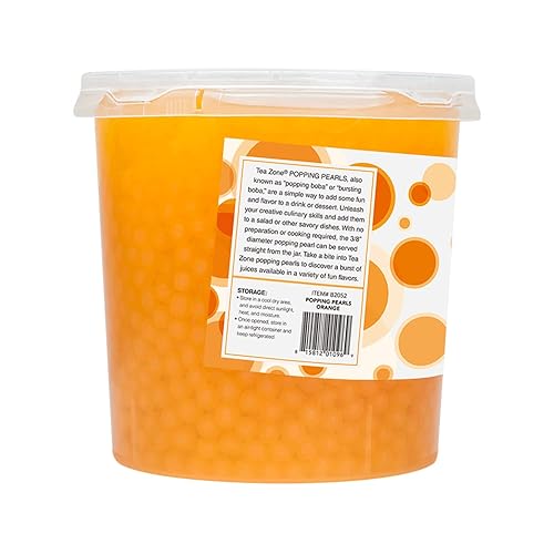 Vista 45 de Tea Zone Popping Pearls. Popping Boba, perlas negras con jugos saborizados, frasco de 7 Lb Azul (Arándano)