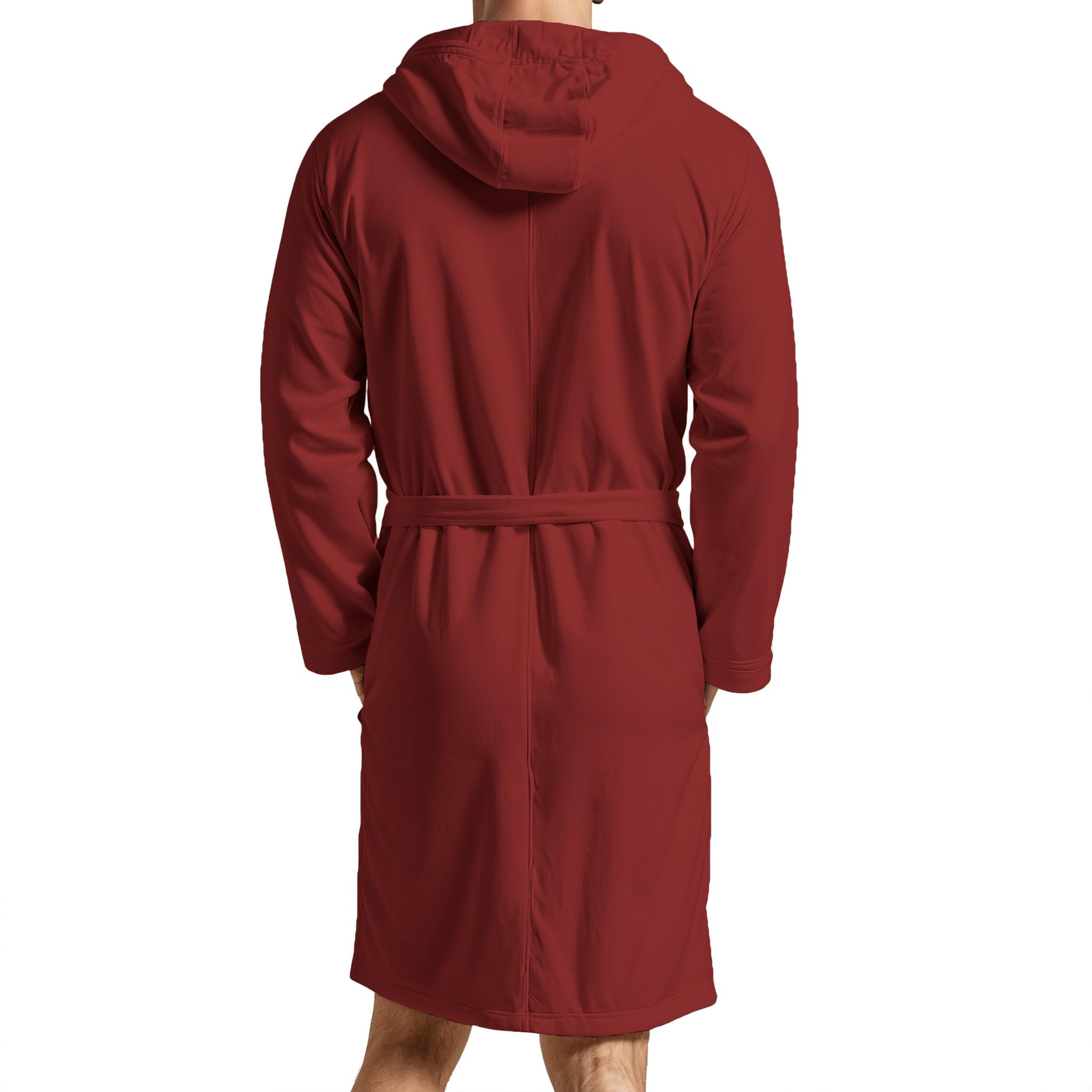 PETTI Artigiani Italiani Szlafrok z Mikrofibry Męski Damski z Kapturem, Kieszeniami, Paskiem, Unisex Szybkoschnący na Siłownię, Basen, Plażę, Spa, Bordowy, XXL