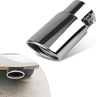 ijuicy 1 PC Car Exhaust Tips, Single Outlet Straight Muffler Exhaust, Stainless Steel High Temperature Resistant Tail Pipe Muffler Tip, Universal Car Modification Accessories (Silver)