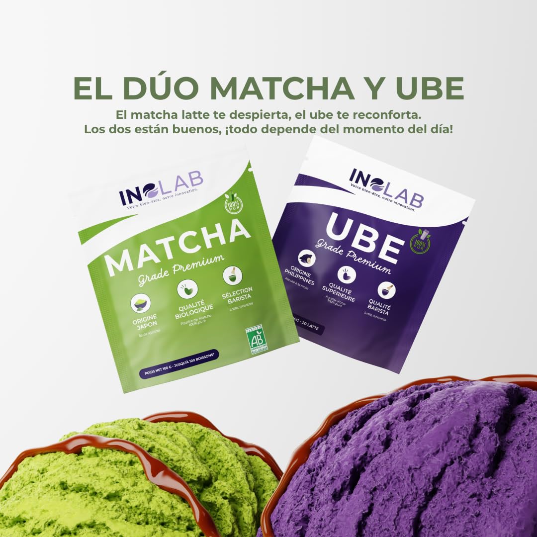 Inolab Polvo de Ube 100% Puro Superalimento para Latte, Postres y Smoothies 100 g