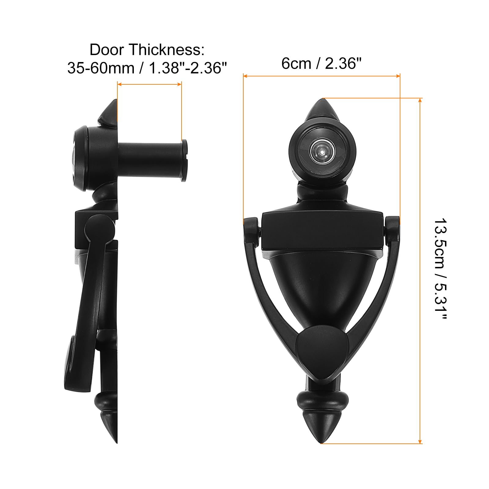 PATIKIL 9/16" Door Knocker with Viewer, 2 Pcs 180 Degree Door Viewer Die-Cast Construction with Peephole Fits 1-3/8inch to 2-3/8inch Door Peep Hole for Home Office Hotel, Black - Image 2