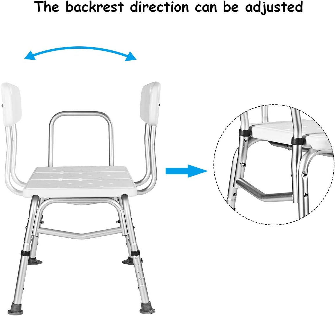 Giantex Tub Transfer Bench Shower Chiar Bath Seat for Elderly W/Adjustable Arm,Back and Leg Height for Medical Bathroom Bathtub Stool Chair Shower Seat Bench