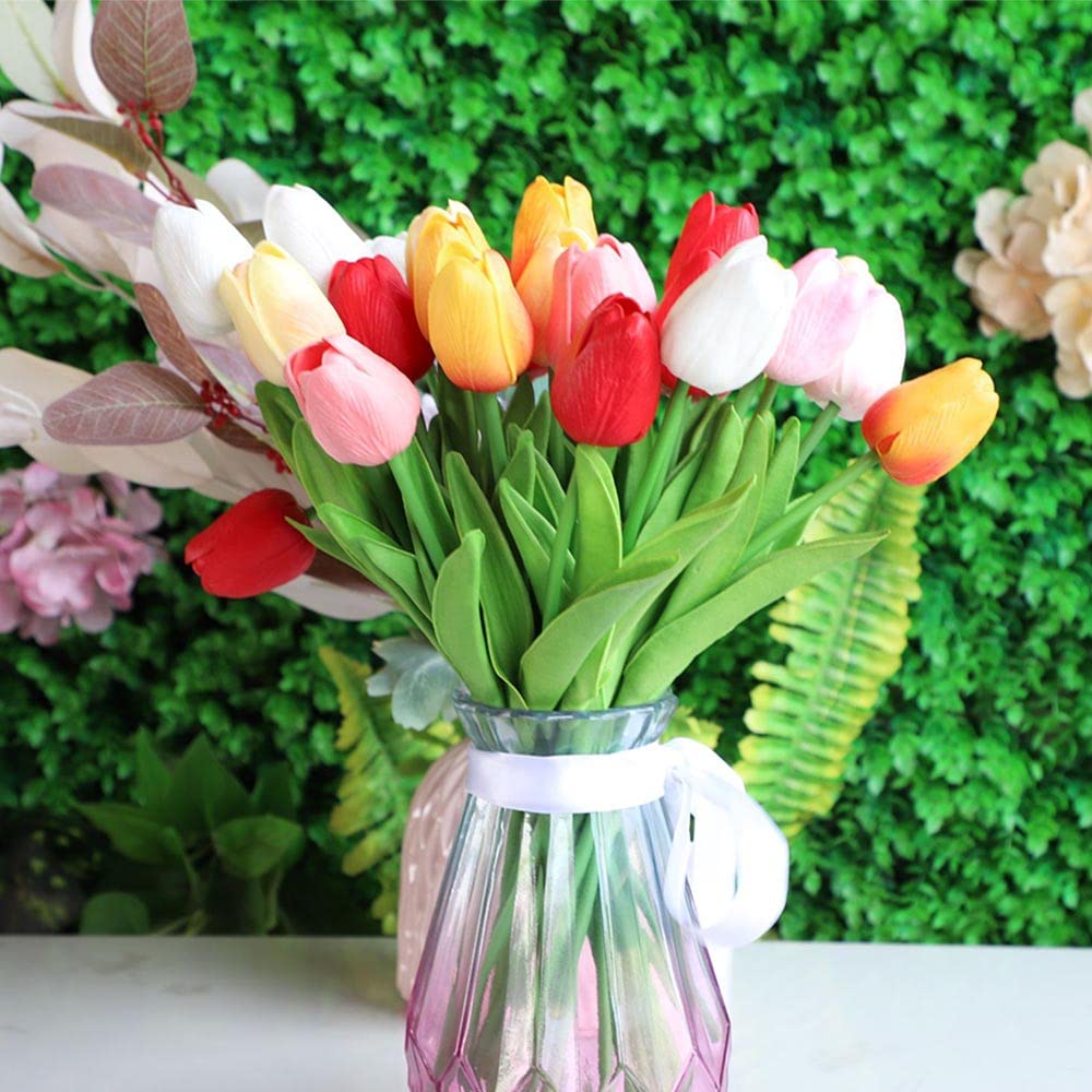 Amazon.de: Knstliche Tulpen, Latex, fhlt sich echt an, fr Blumenstrue,  Hochzeit, Party, Brautparty, Babyparty, Heimdekoration, 24 Stck