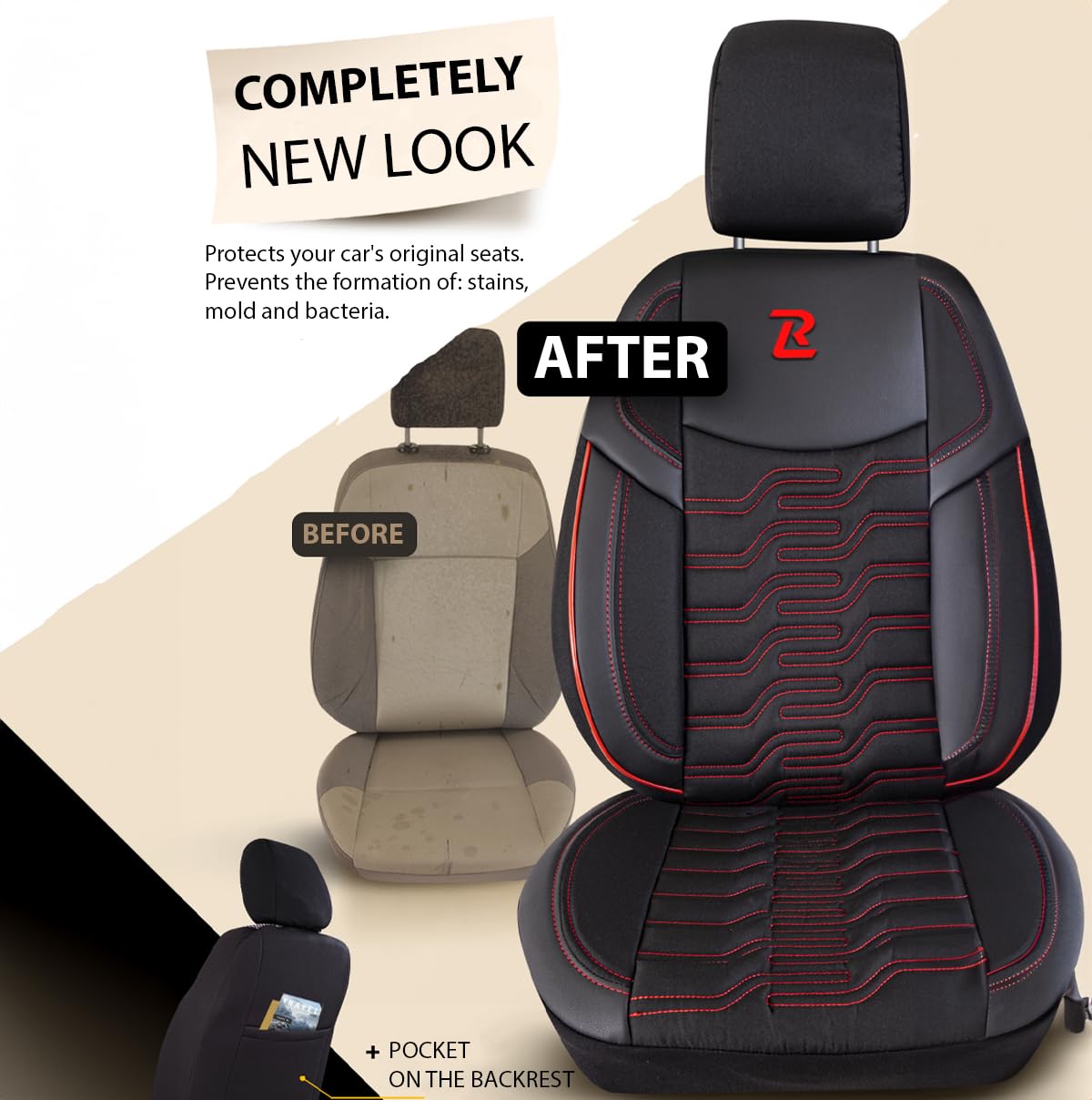 ZATOOTO Housse De Siege Voiture Universelle Noir - Iperéable Housse Siege Auto Cuir, Couvre