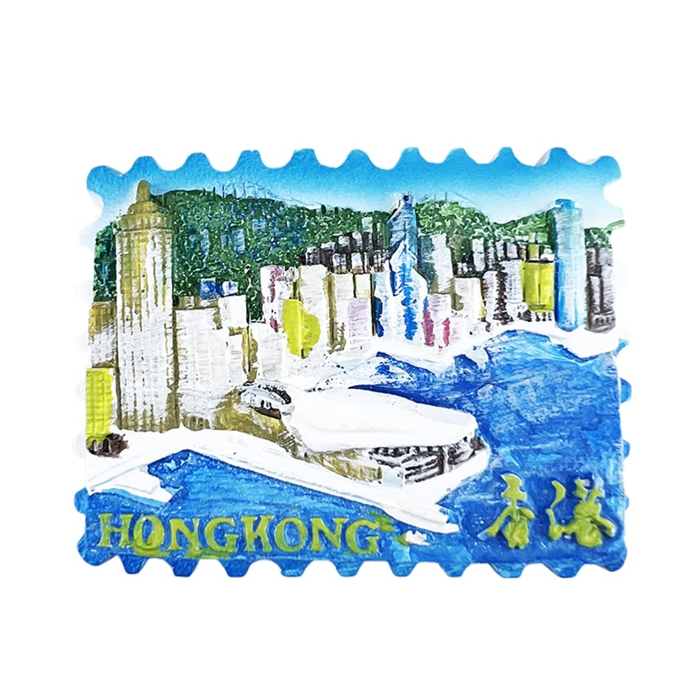 3D Hong Kong China Fridge Magnet Souvenir Gift,Resin Handmade Hong Kong Refrigerator Magnet Home & Kitchen Decoration Collection