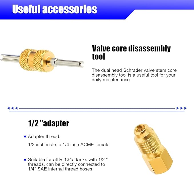 Kit de Conexión para Lata R134A Zpana, Adaptador Universal para AC de Auto miniatura 3