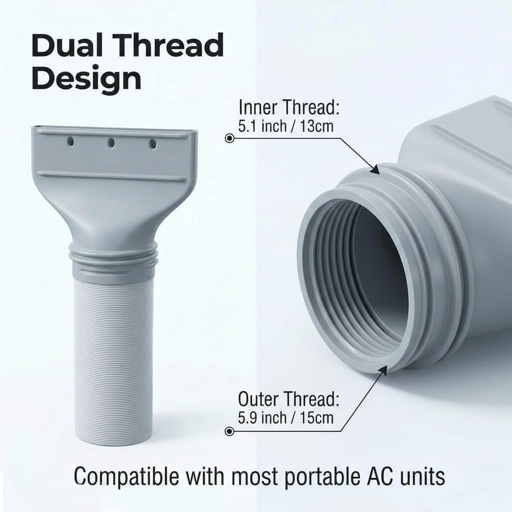 Adapter do węża odprowadzającego klimatyzacji płaski do okien, adapter do węża odprowadzającego klimatyzacji 130 mm/150 mm, płaskie połączenie węża, akcesoria do mobilnej klimatyzacji, odssanie