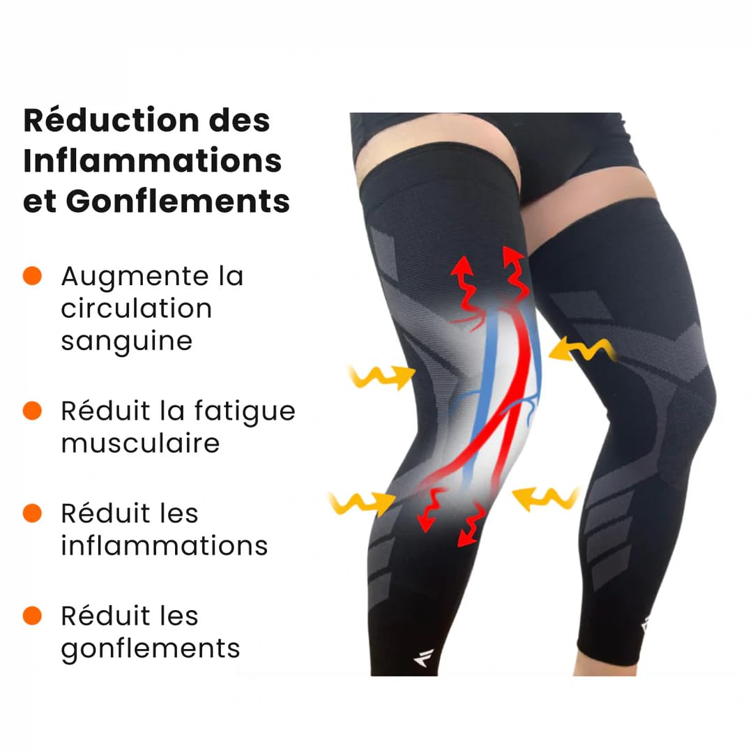 Flytex Kompressionsbandage für Knie und Bein, V2, Schwarz, Größe M