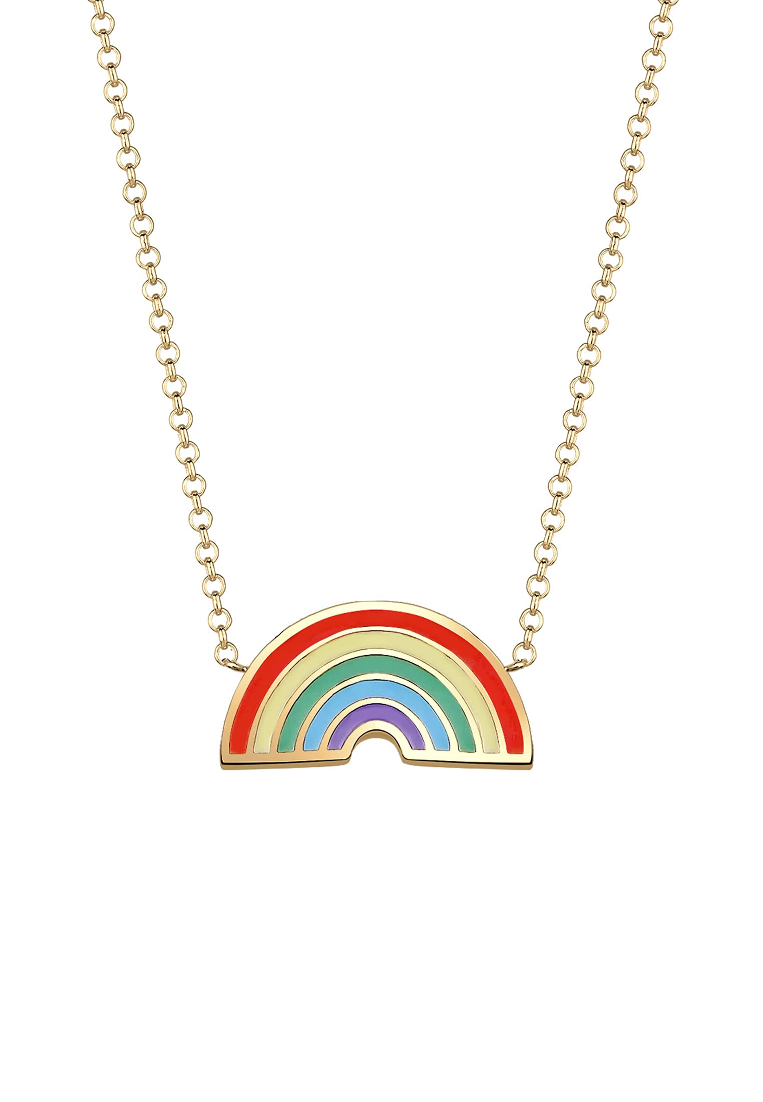 Elli Necklace Women Rainbow Pendant Playful with Enamel in 925 Sterling Silver
