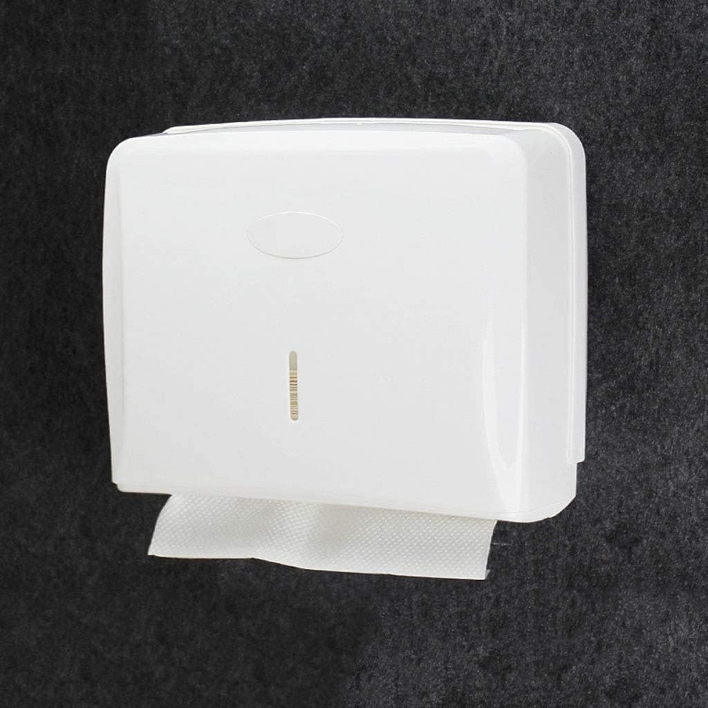 Paper Towel Dispenser Paper Towel Dispenser Wall Mount, No Punch Hand Tissue Holder Commercial Toilet Roll Holder Paper Holder Bathroom Kitchen High Capacity (White)