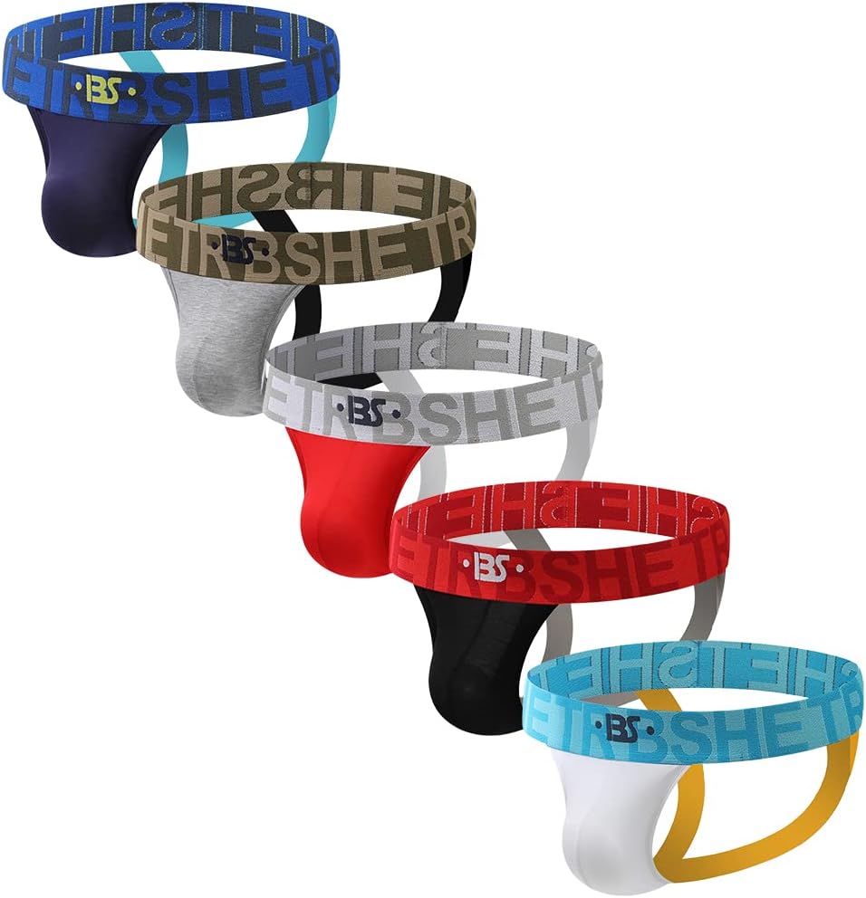 Men's Jockstraps Athletic Supporters 5-Pack Ultra Soft Daily Sports Underwear