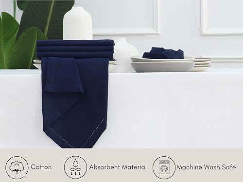 Miniatura 10 de PurpleEssences Juego de 12 servilletas de tela de vainica, 100% algodón, suaves, duraderas, lavables, ideales para eventos, bodas, Navidad, Pascua,