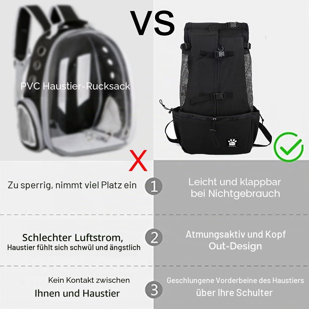 1–25 kg Hundetragetasche mit Kordelzug-Kopf-heraus-Design, belüfteter Haustier-Rucksack für kleine mittelgroße Hunde, tägliche Welpen-Tragetasche für Spaziergänge im Freien/ Sicherheit/ Bequem/ Leicht