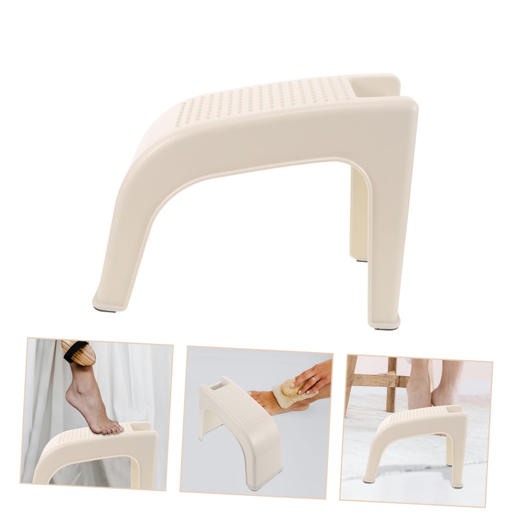 BESTYASH Marchepied en Plastique Blanc Antidérapant pour Salle de Bain, Repose-Pieds Portable et Facile à Ranger, pour Usage Commercial ou Personnel