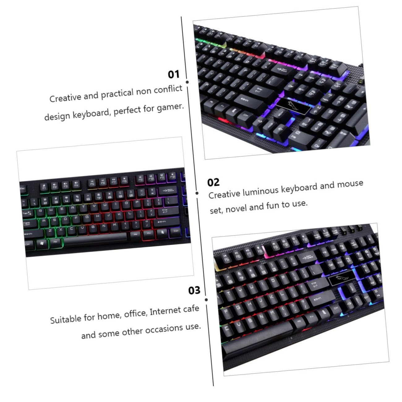 Clavier et Souris USB de Jeu Mécaniques 104 Touches Noir
