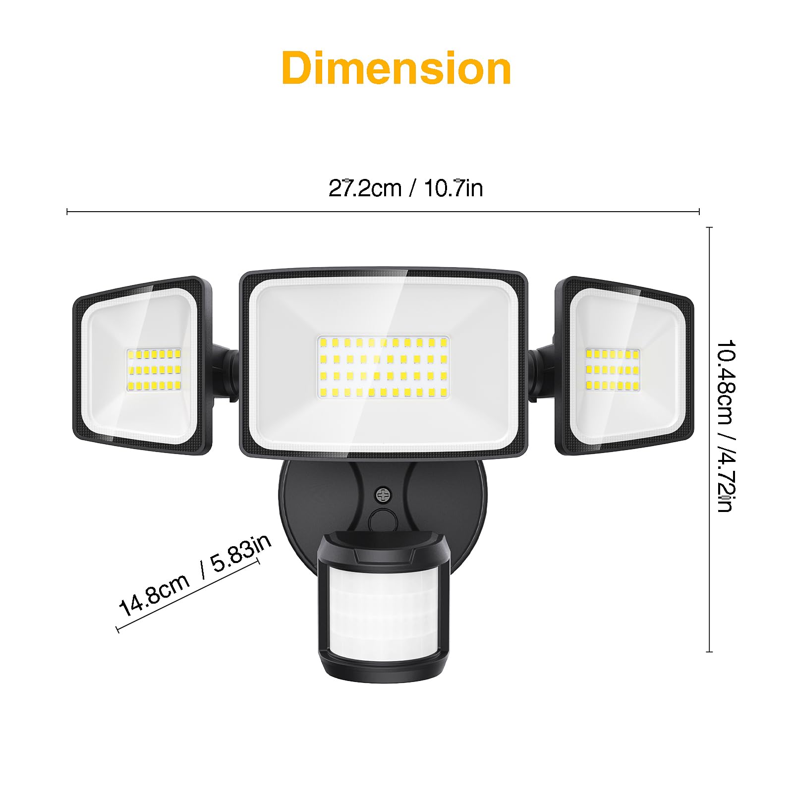 Onforu LED Strahler mit Bewegungsmelder Außen mit Fernbedienung 55W für Hof | 5000LM, 6500K Außenstrahler mit verstellbaren 3 Köpfe, IP65 Wasserdicht Flutlicht,Scheinwerfer Aussen mit Bewegungssensor