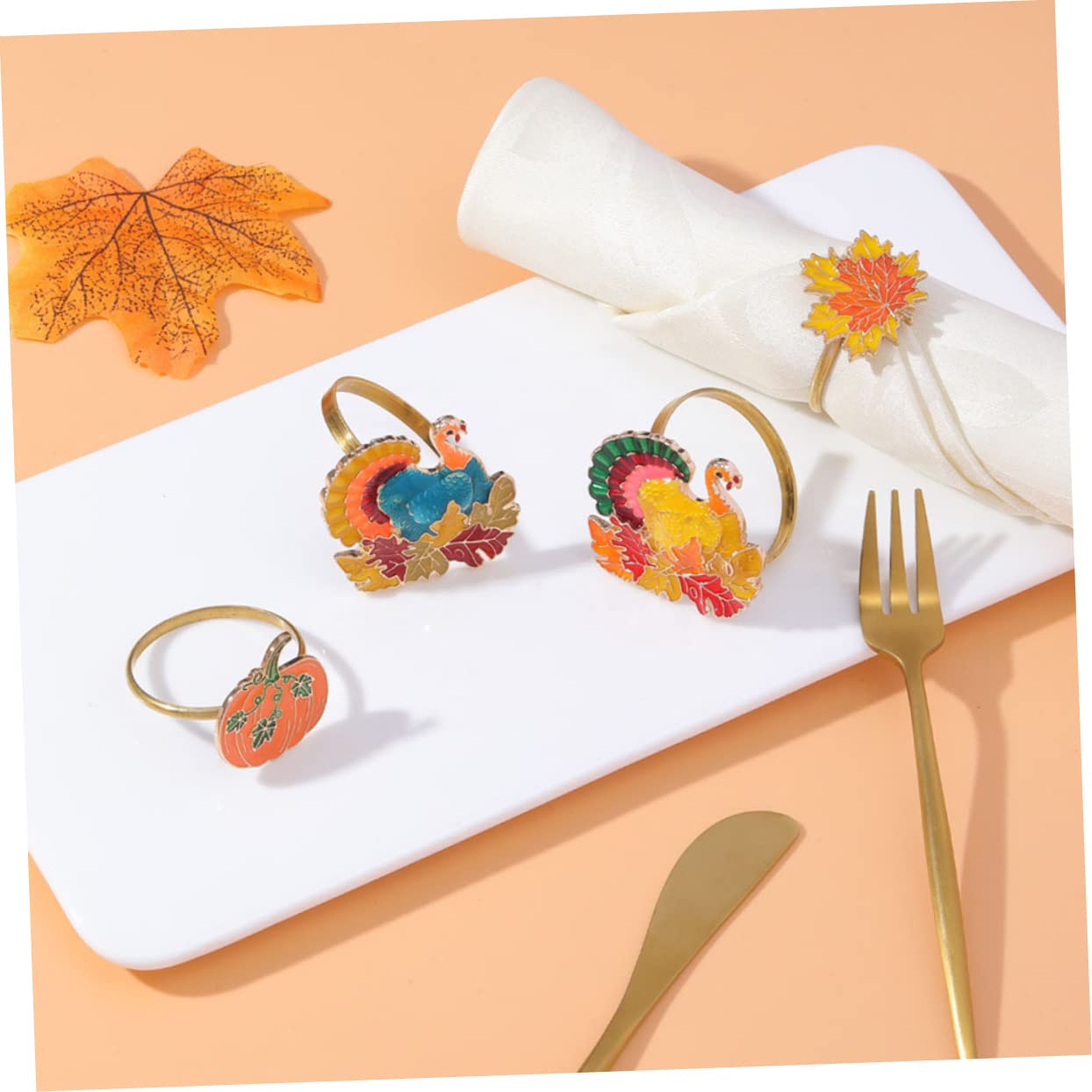 Mikinona 12stücke Teiliges Kreativer Ahornblatt-Napkin-Ringe Für Thanksgiving-Dekoration Elegante Serviettenhalter Für Festliche Anlässe Und Tischgestaltung