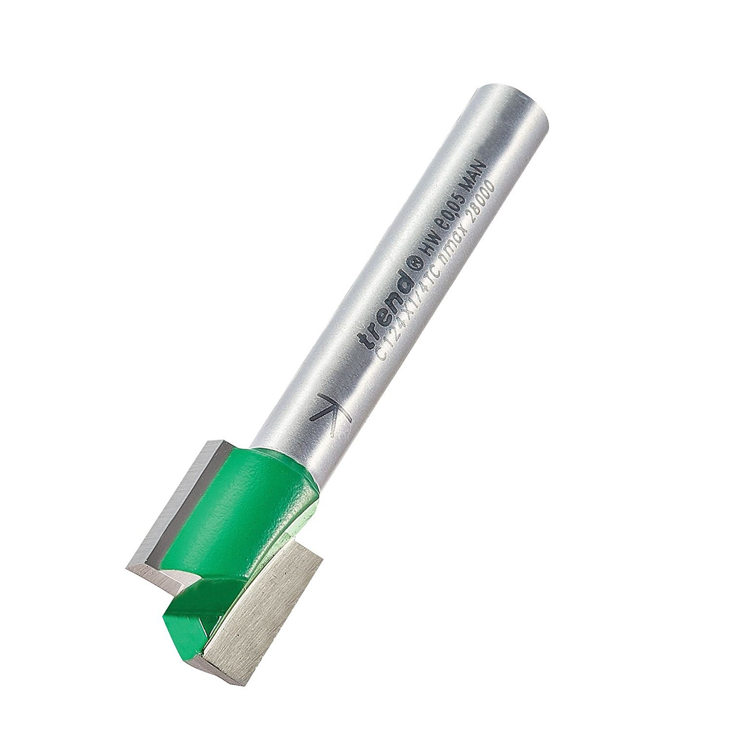 Trend White Craftpro Straight Two Flute Router Cutter, 1/4 Inch Shank, 12.7Mm Cut Diameter & 12.7Mm Cut Length, Tungsten Carbide Tipped, C124x1/4Tc