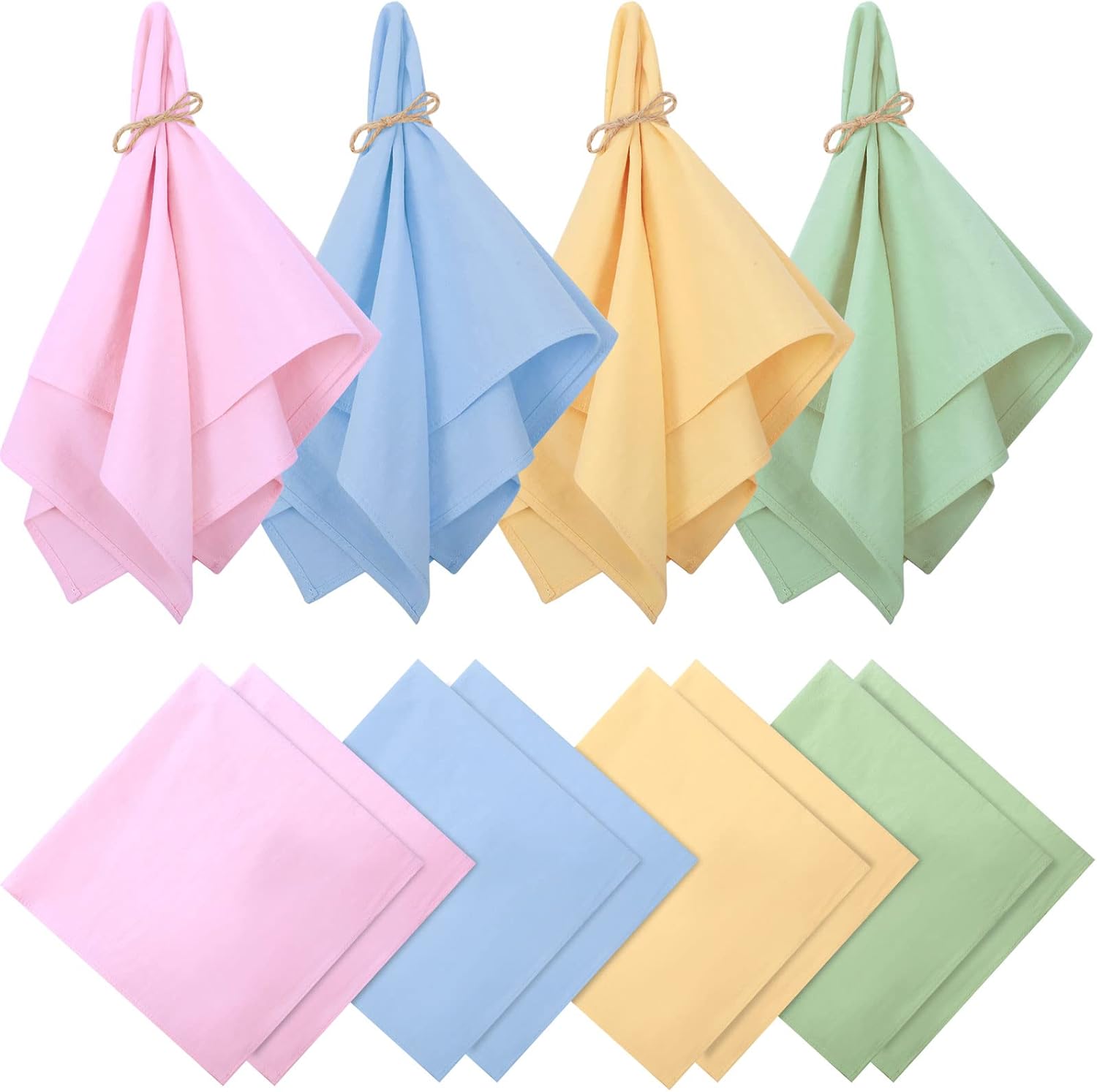 Moukeren 12 Pcs Easter Cloth Napkins 18.5 x 18.5 Inch Dinner Napkins Solid Plaid Easter and Spring Fabric Reusable Cotton Kitchen Towels for Holiday(Classic)