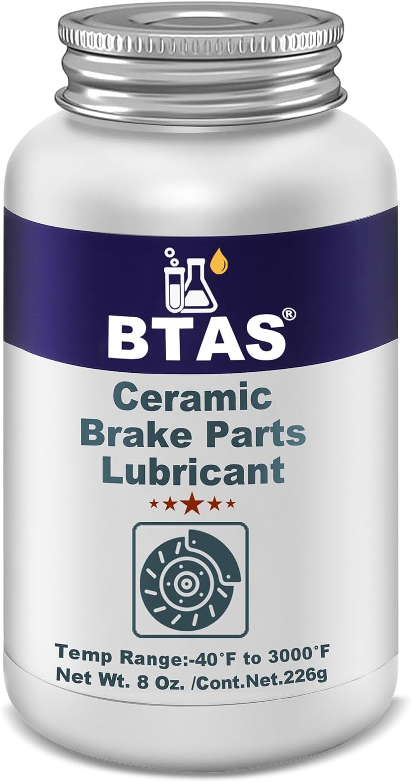 Silicone Brake Grease Lubricant for Brake Caliper Pad Pin Parts Lube, Synthetic Ceramic Brake Grease with Brush 8 oz