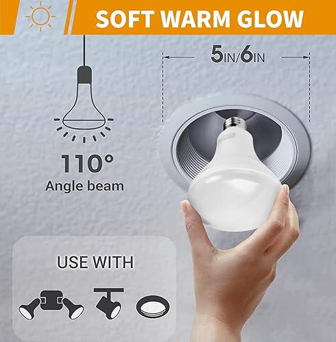 Miniatura 3 de Bombilla LED BR30, 10 W (equivalente a 65 W), regulable, 850 lúmenes, 2700 K, color blanco suave, bombillas LED de 25000 horas de vida útil (paquete