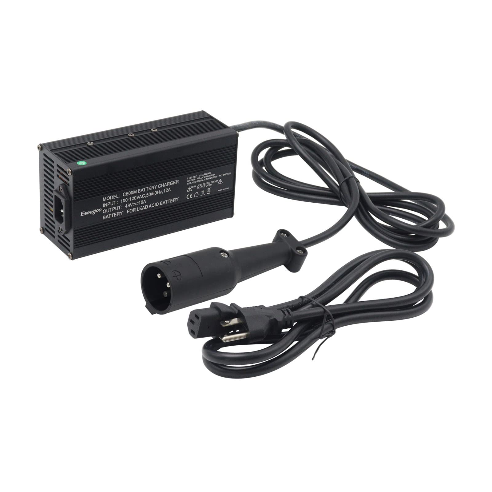Eseegoo 48 Volt 10 AMP Battery Charger Compatible with Club Car for 48 Volt Golf Carts with 3 Pin Round Plug