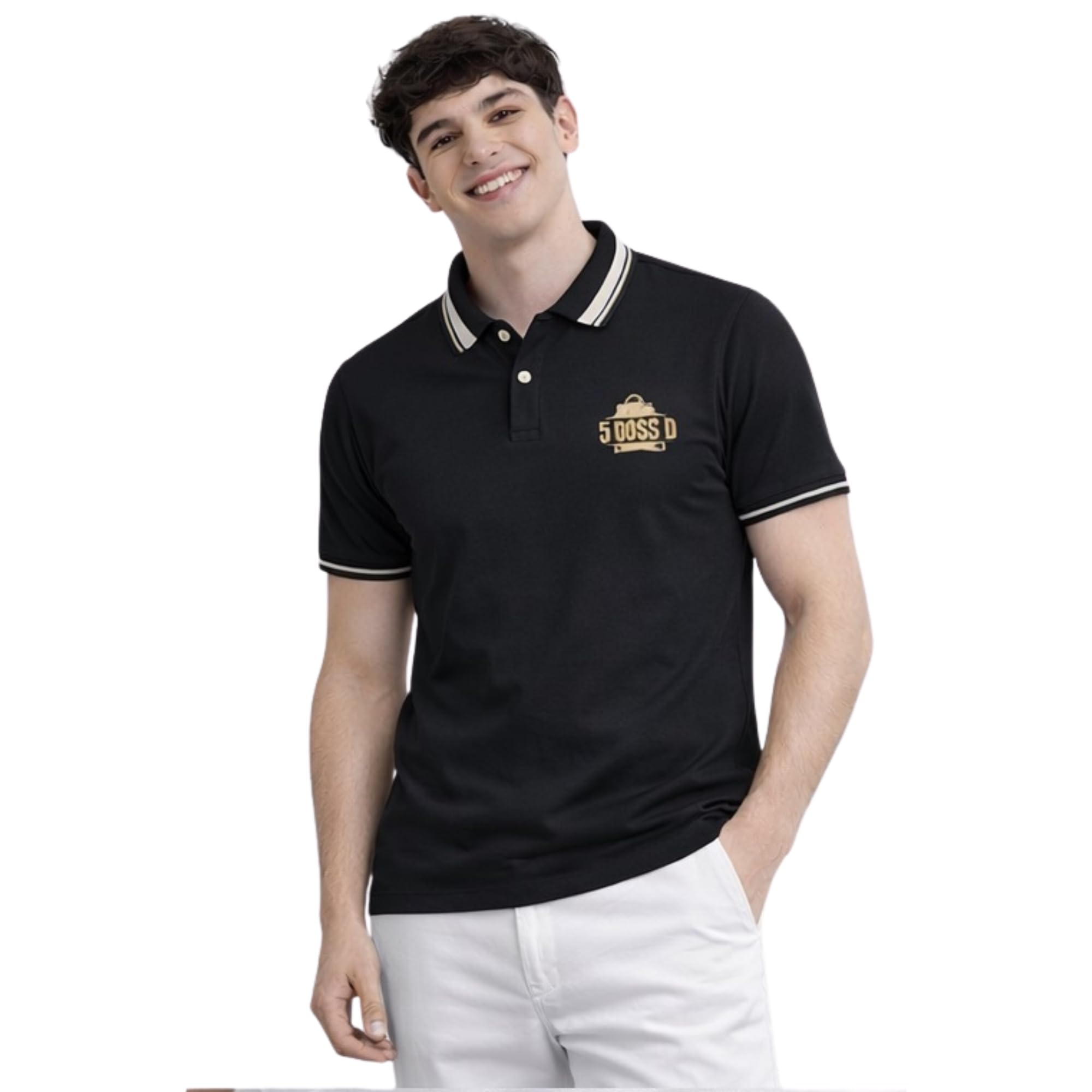 Mens Cotton Polo T-Shirt | Smart Fit Polo with Embroidered Logo | Casual & Sports Wear Polo T-Shirt for Men | Black | XXL-image-8
