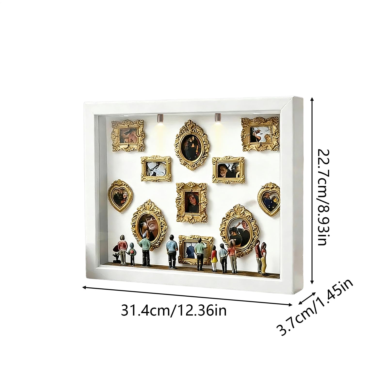 Kit DIY Museum para Parejas - Marco Display Sombra con Figuras miniaturas y Marco Dorado pequeña Sombra Museo DIY | Miniatura para Recuerdos - Mini Museo - Boda Vacaciones