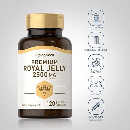 Miniatura 3 de Piping Rock Royal Jelly Cápsulas | 2500 mg | 120 pastillas | Suplemento para mujeres y hombres | Sin OMG, sin gluten
