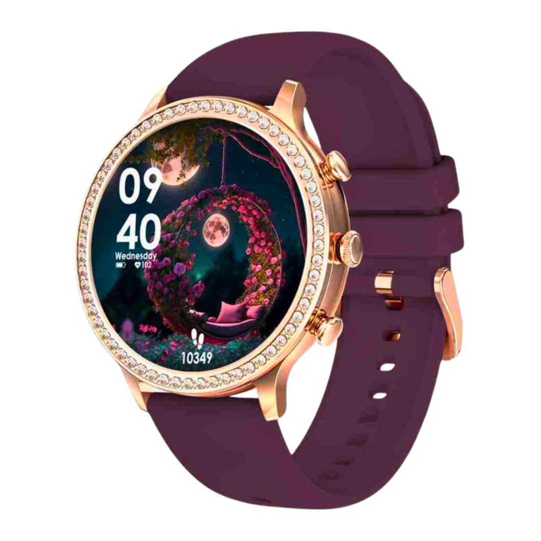 MICROBOTS Gen 9 Smartwatch Maroon Strap Gold Smartwatch for Women's & Girl's(Maroon Strap)-image-20