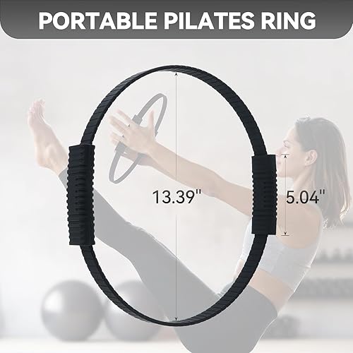 Miniatura 2 de Anillo de pilates, círculo mágico de silicona de 13.5 pulgadas con doble agarre, ligero y duradero, equipo de ejercicio de resistencia flexible para