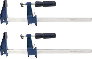 Set Taytools Medium Duty Adjustable Bar Clamps, Quick-Release Clutch Style American F Style, 2-1/2 Inch Throat Depth, Serrated Rail, Soft Grip Handle 450 Pounds Clamping pressure (2, 12 inch)