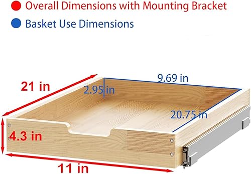 Miniatura 9 de Sikarou Organizador de armario extraíble de madera, 2 lazos de 9 pulgadas de ancho x 21 pulgadas de profundidad, cajones deslizantes resistentes