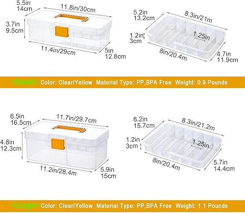 Miniatura 3 de Caja de almacenamiento portátil de plástico transparente con divisores ajustables, organizador de suministros de arte, caja multiusos para el hogar