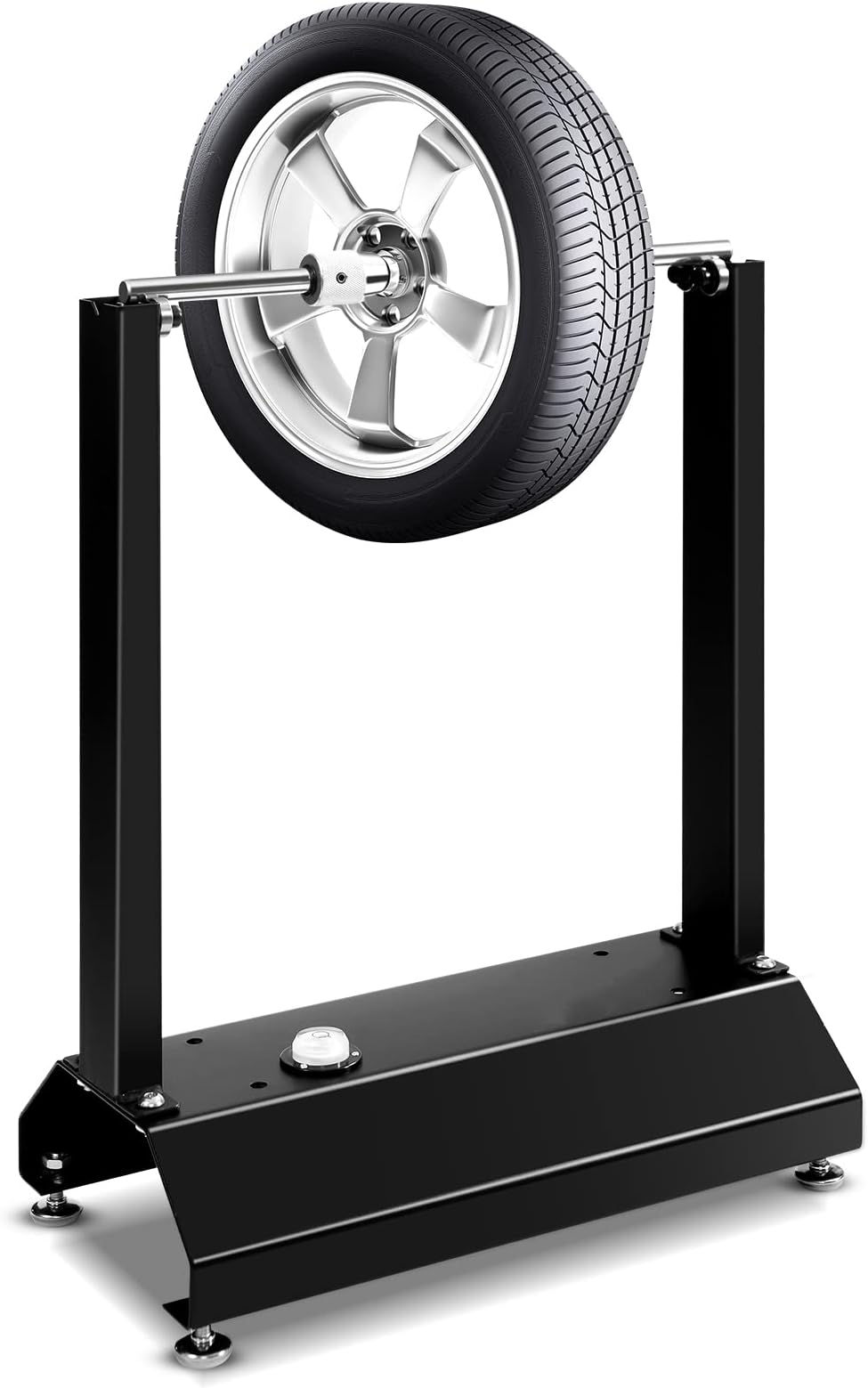 COSTWAY Motorcycle Wheel Balancer, 41x22x51cm Rim Tire Spin Static Truing Balancing Stand with Adjustable Centering Cones, Steel Bike Tire Maintenance Tool