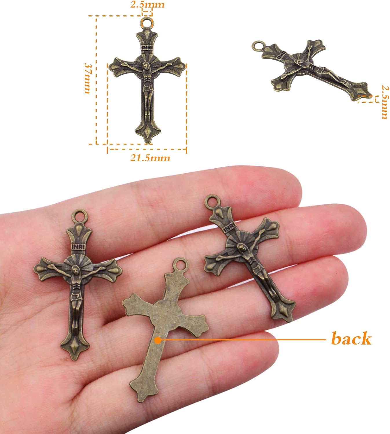 Aylifu Cross Pendant Charms, 50pcs Alloy Jesus Peace Crucifix Pendants Jewelry Findings Accessories for DIY Handmade Bracelet Necklace - Image 3