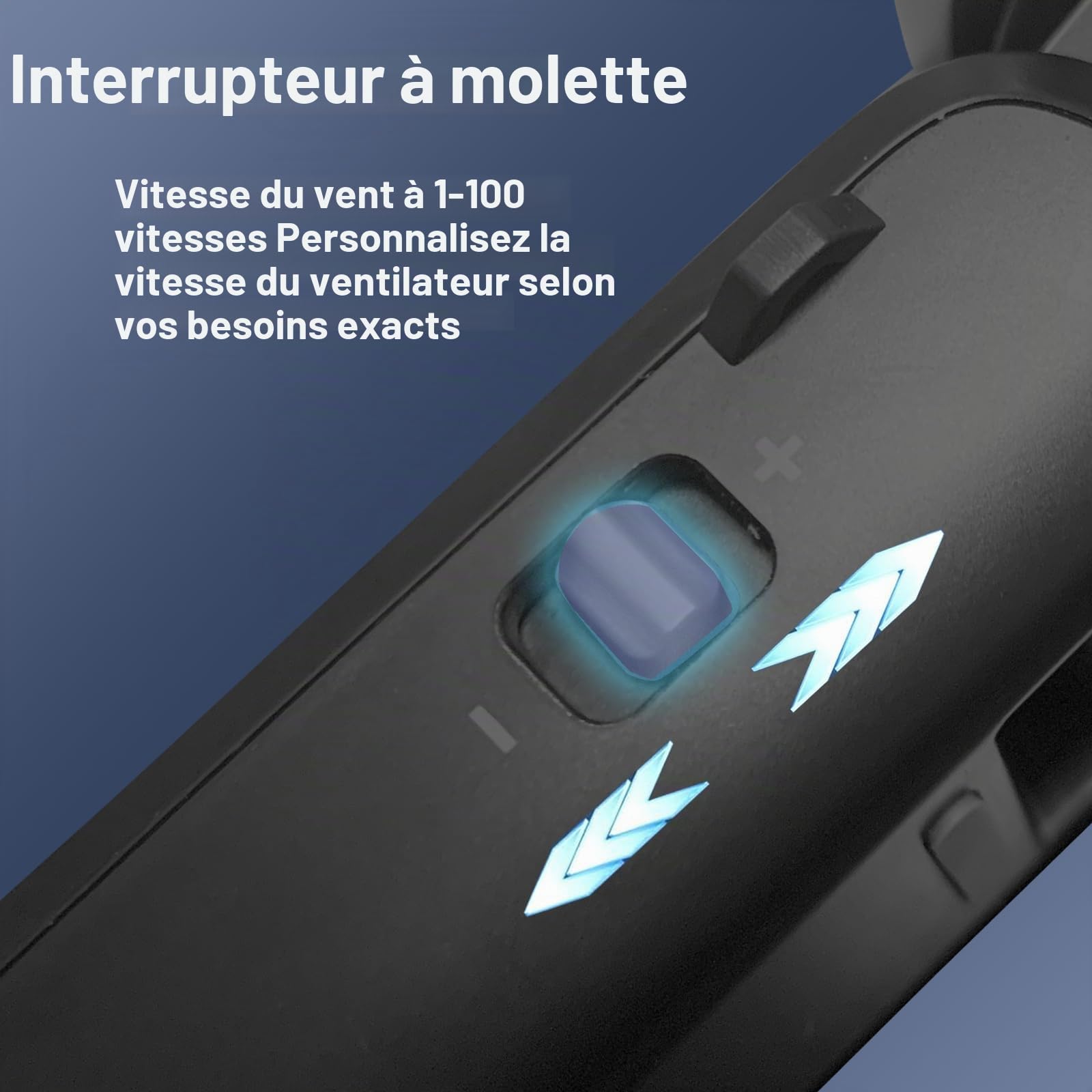 Ventilateur Turbo Portable à Main,13550 tr/min Refroidissement Instantané,Réglable en Vitesse(de 1 à 100),Recharge USB Rapide 2H,Jusqu'à 12h,Affichage Numérique,pour Extérieur,Voyage,Travail- Noir