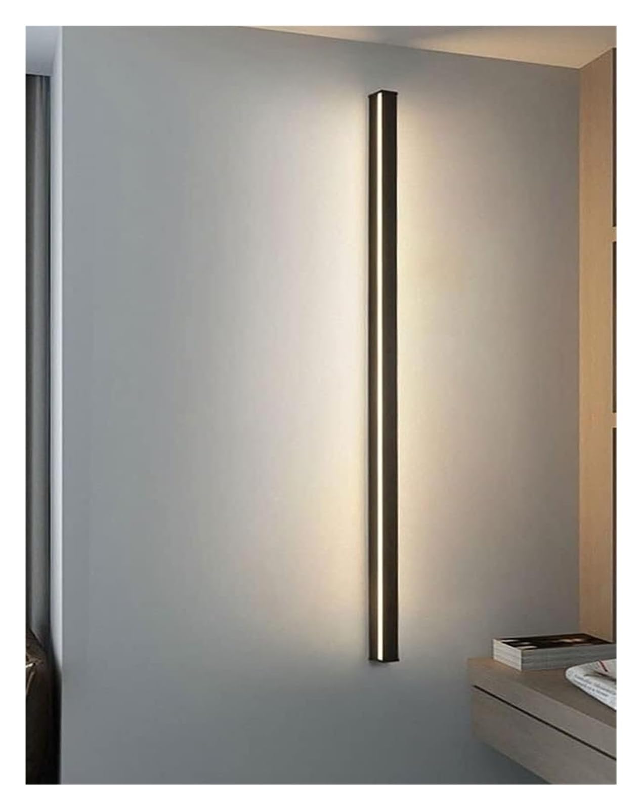 ASerZenith Long Black Wall Lamp Minimalist Led Linear Wall Light Strip Bedside Wall Sconce Modern Stairs Wall Lantern,3Color Light-40Cm