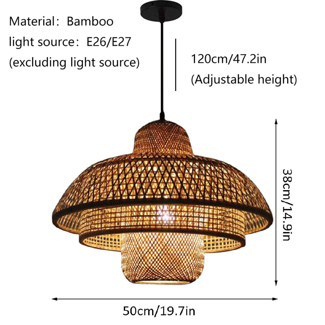 Żyrandol rattanowy w stylu Azji Południowo-Wschodniej Ręcznie Tkana Wisząca Lampa Klosz do Jadalni Wiklinowy Wisiorek Oprawa Oświetleniowa Vintage Dom Wiejski Kosz Wiszące Oświetlenie do Baru