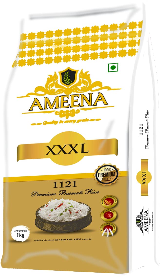 AMEENA XXXL Basmati Rice, 1 KG, Super Premium Long Grain and Aged Basmati Rice (B09SDB6KP5) Amazon Price History, Amazon Price Tracker