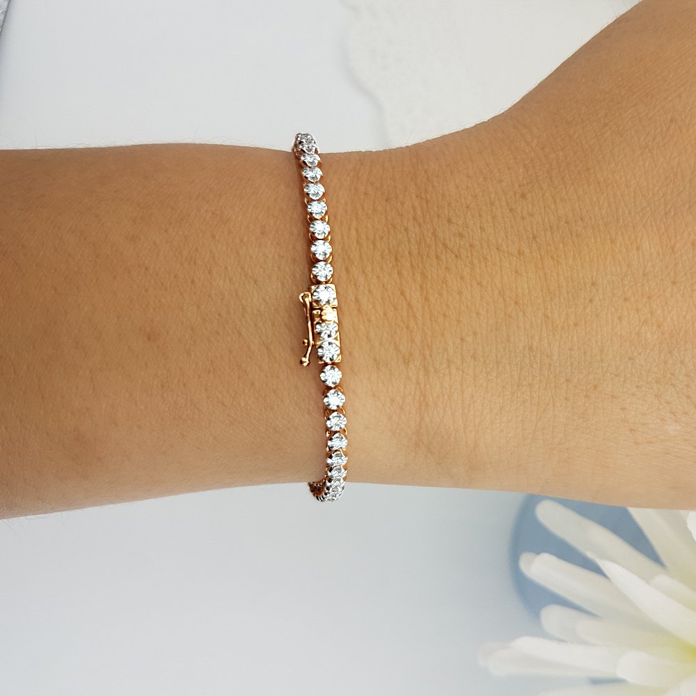Dazzlingrock Collection Bracciale tennis da donna in oro 10 carati con diamante bianco taglio rotondo da 1 ct