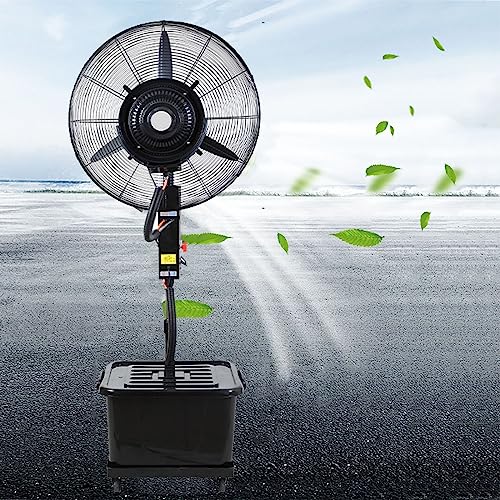 Ventilador industrial de pedestal con refrigeración oscilante, 3 velocidades ajustables para uso en exteriores y patios