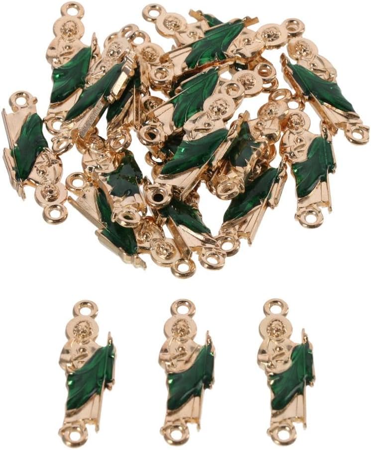 20Pcs Vintage Virgin Mary Pendant Jewelry Link Charm 1.4inch Green Double-sided Link Decoration Enamel Alloy Judas Necklace Charms for DIY Jewelry Necklace Bracelets Accessories - Image 2