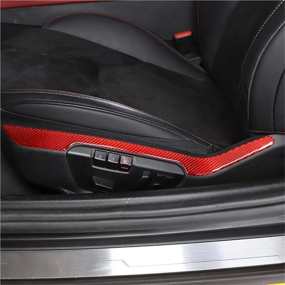 Für Toyota Supra GR A90 2019-2022 Weiche Carbon Faser Auto Sitz Einstellung SSwitch Dekorative Aufkleber Innenaufkleber(Rood)