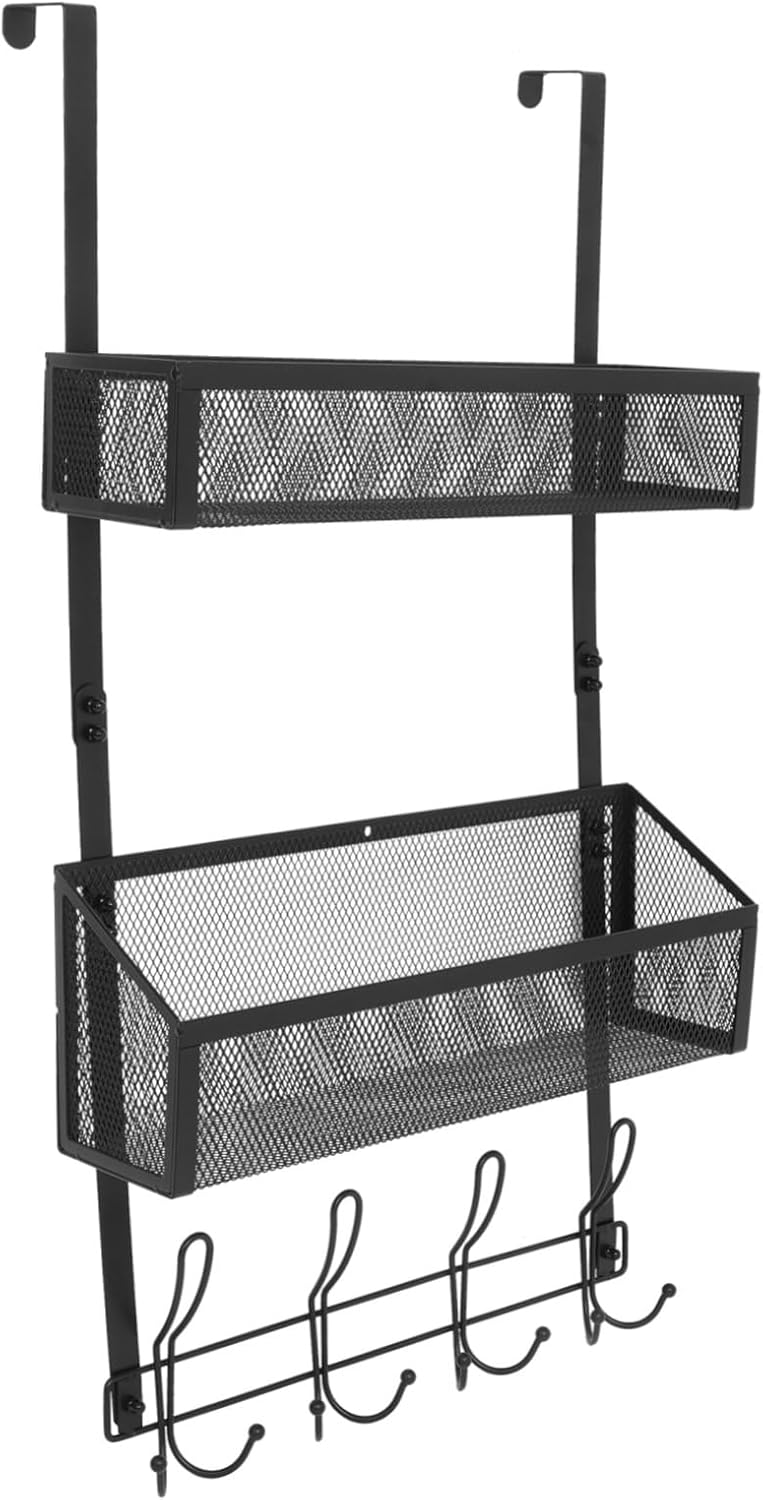 Door Hanger Rack Space-Saving Mesh Storage Basket for Kitchen Bathroom Bedroom