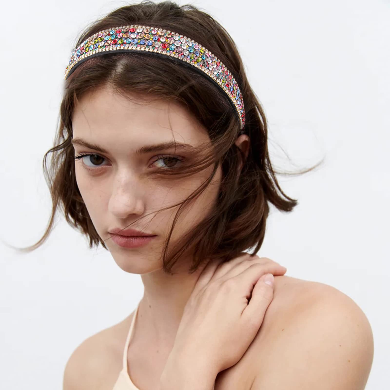 Amazon.com : YISSION 2 Pack Wide Rhinestone Headband for  display picture 1