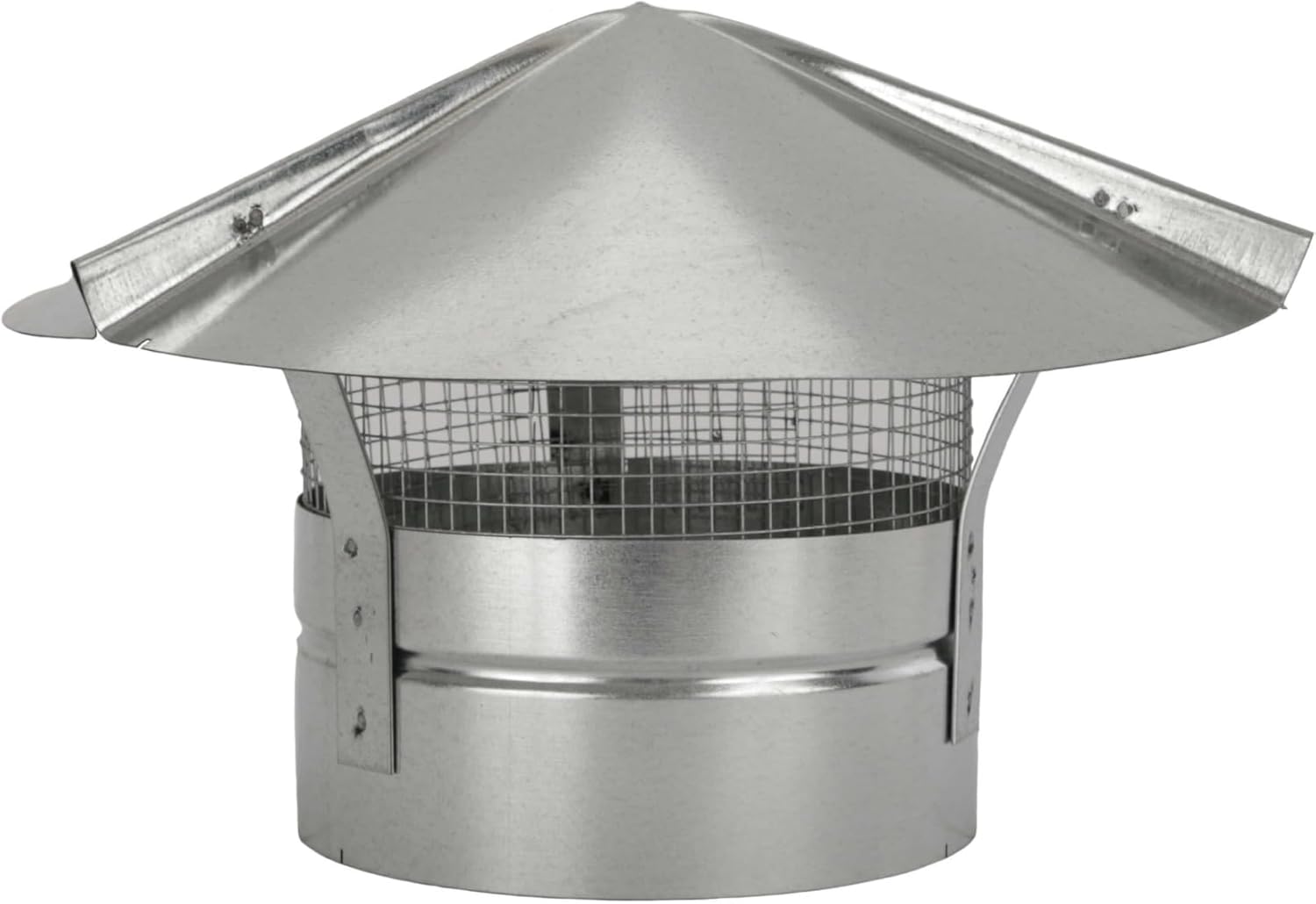 Cone Top Chimney Cap with Screen (16 Inch), Silver