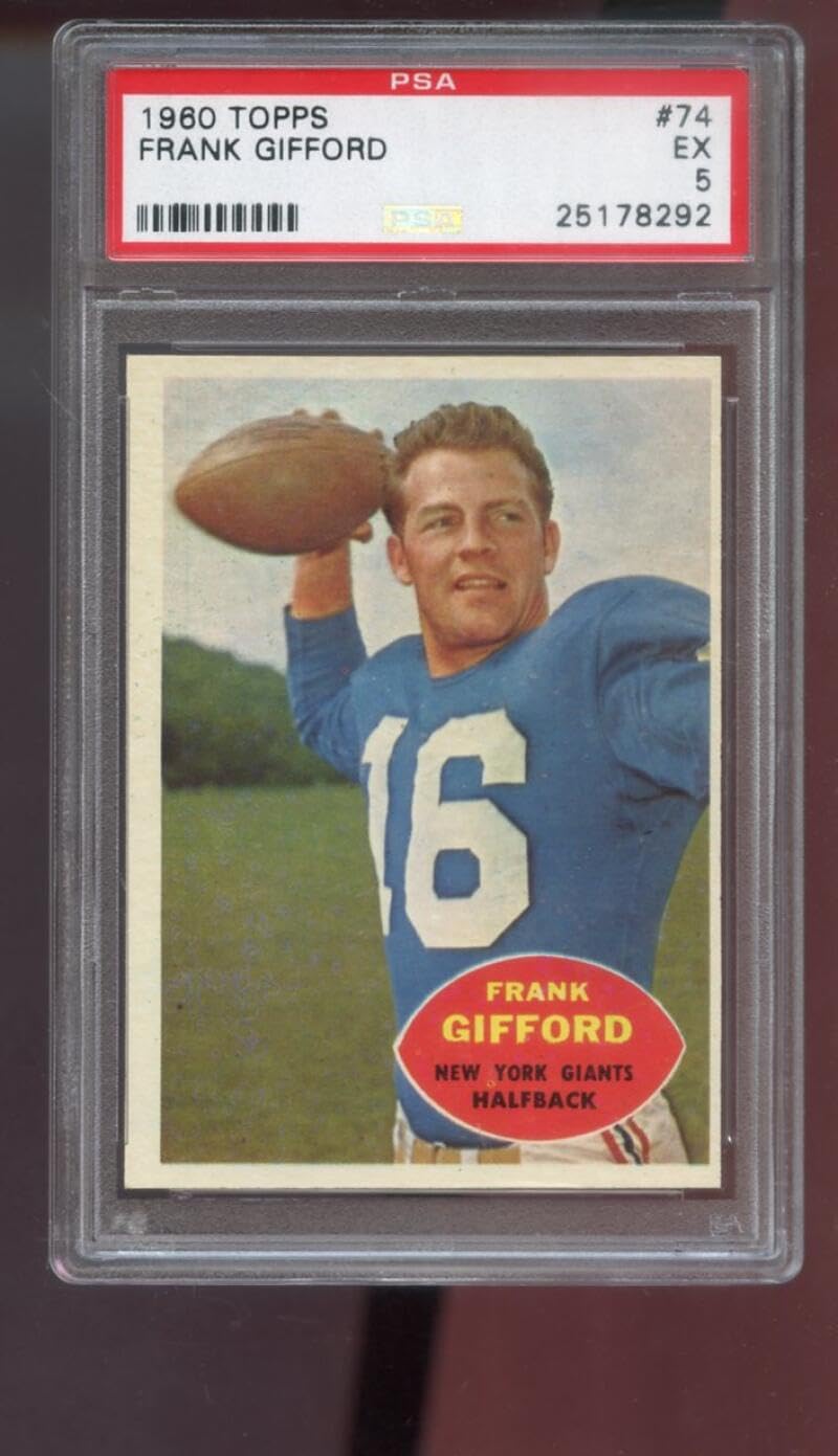 1960 Topps #74 Frank Gifford PSA 5 Graded Football Card New York Giants